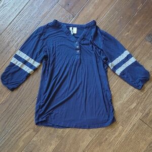 Oh! Mama Maternity Navy/Grey 3/4 Sleeve Shirt, Small